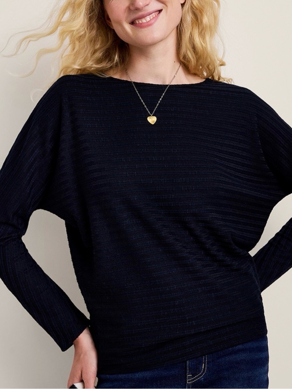 Francesca's Collections Black Rib knit Dolman Top - Medium